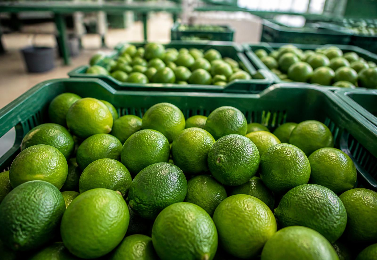 Brazilian Tahiti limes at an export packing facility